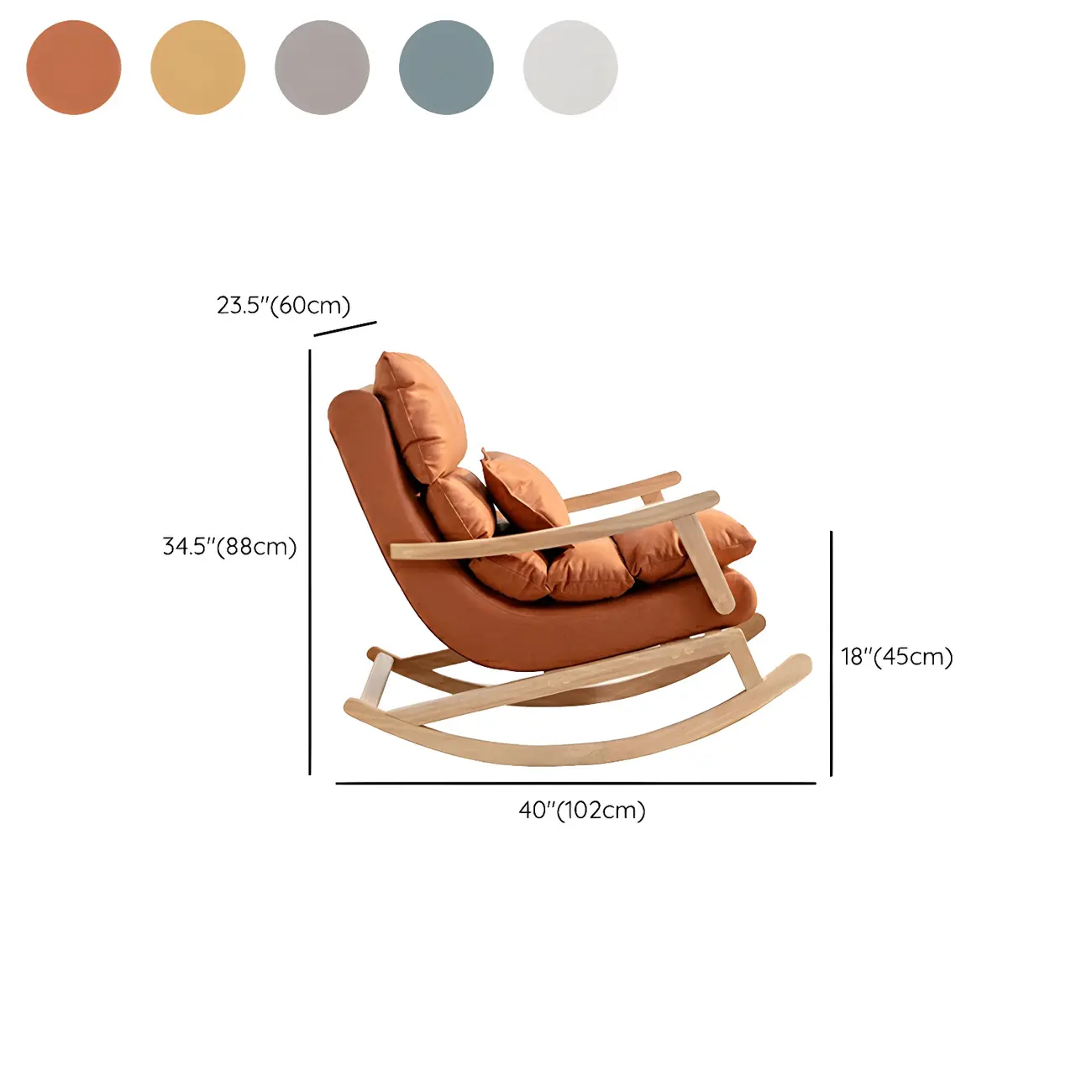 Upholstered Wooden Rocking Chair with Ottoman for Indoor #size | homeyfad