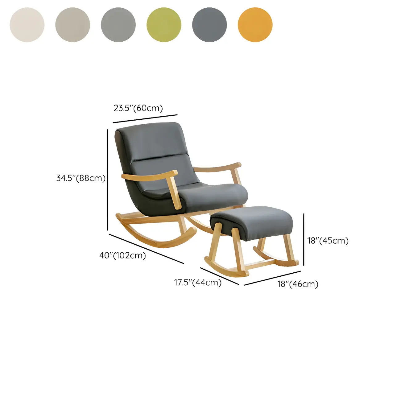 Upholstered Wooden Rocking Chair with Ottoman for Indoor Image - 19 | homeyfad