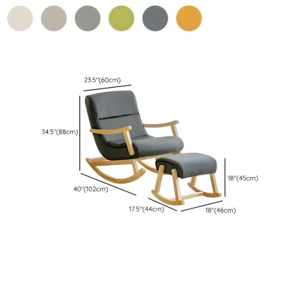 Upholstered Wooden Rocking Chair with Ottoman for Indoor Image - 19