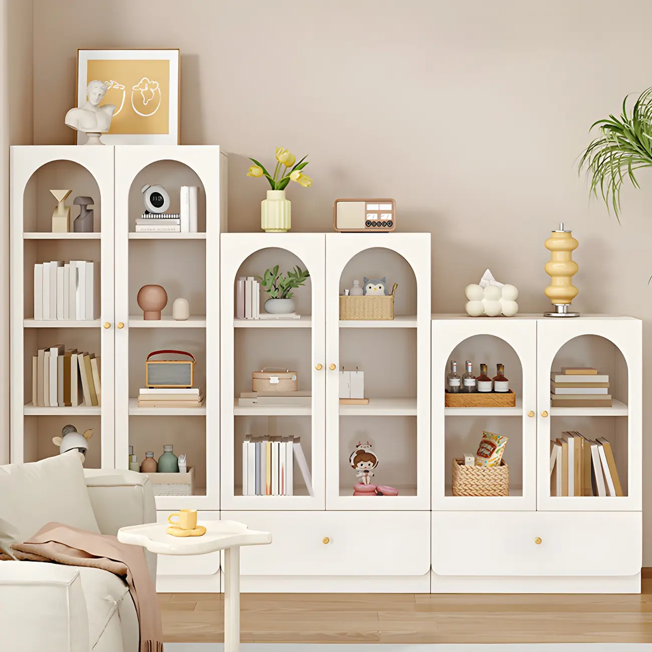 Modern White Wood Storage Bookcase Display Unit Image - 1 | homeyfad