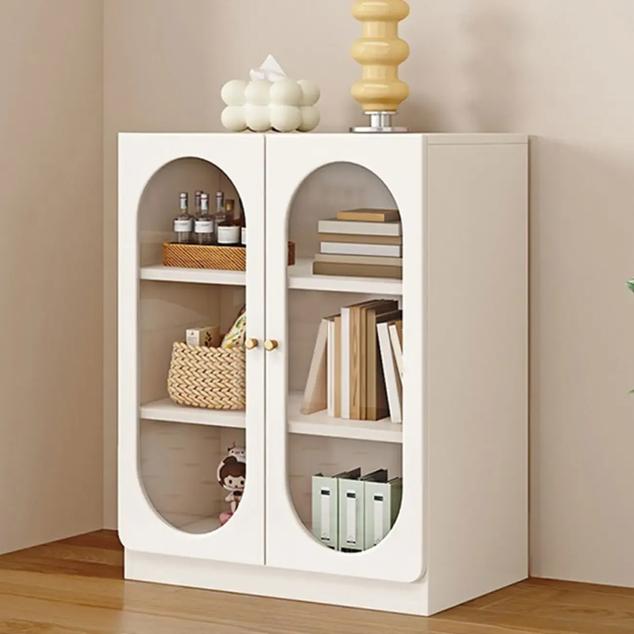 Modern White Wood Storage Bookcase Display Unit Image - 2