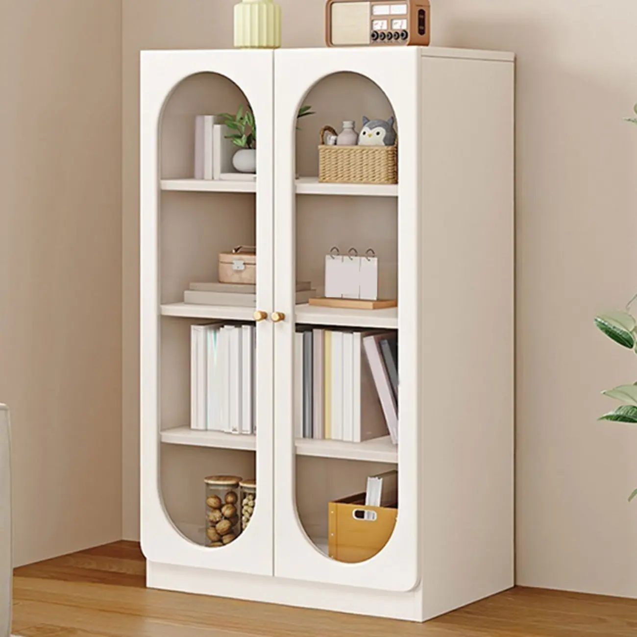 Modern White Wood Storage Bookcase Display Unit Image - 5 | homeyfad