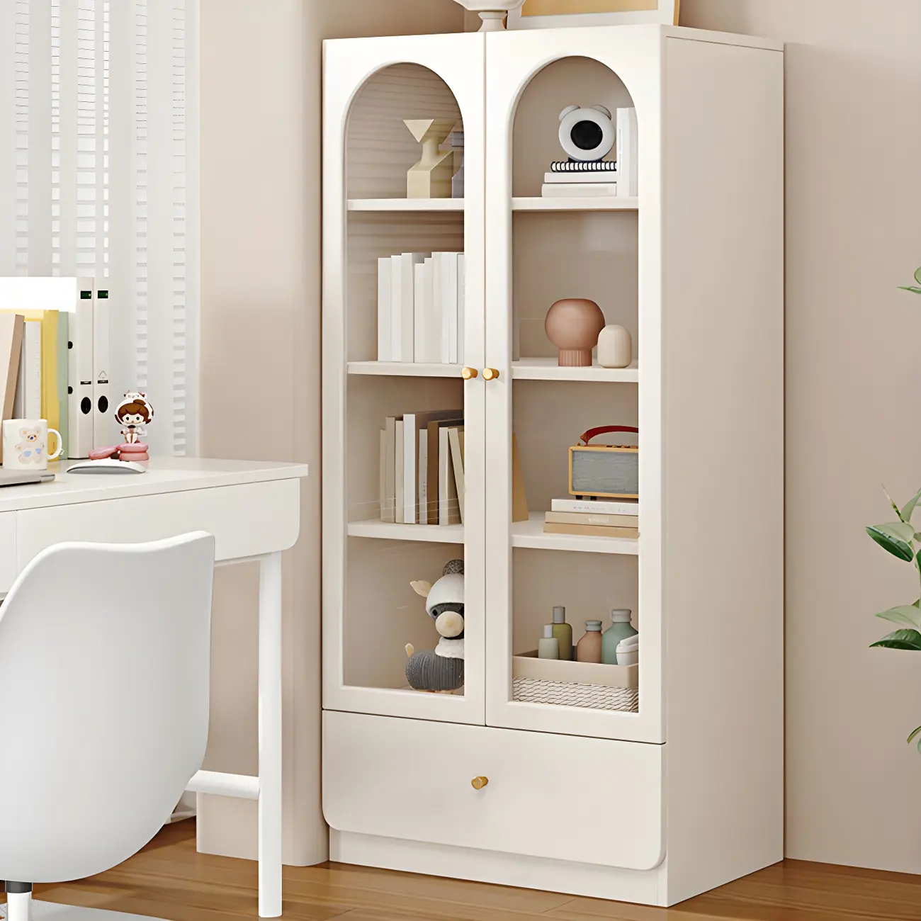 Modern White Wood Storage Bookcase Display Unit Image - 6 | homeyfad