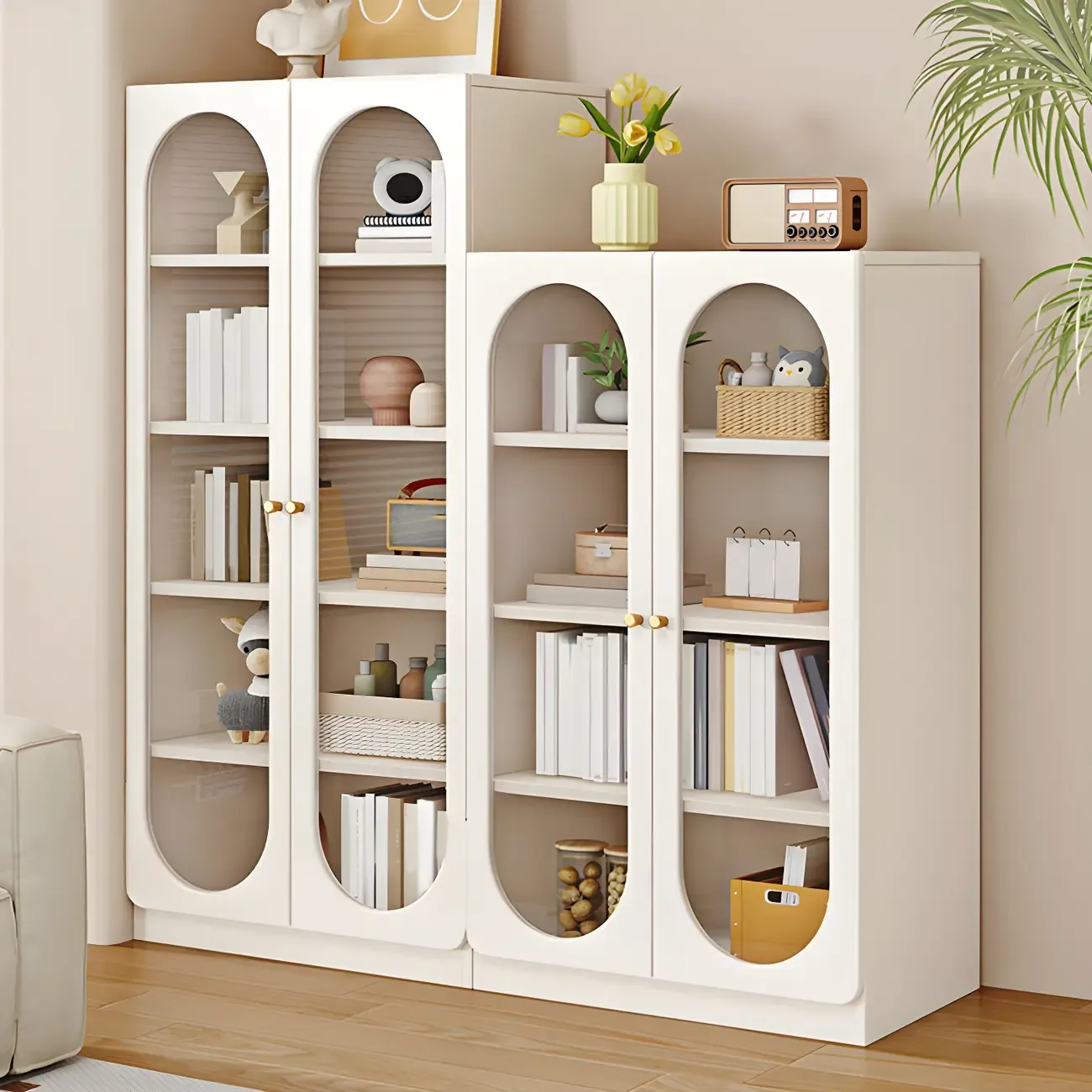 Modern White Wood Storage Bookcase Display Unit Image - 8