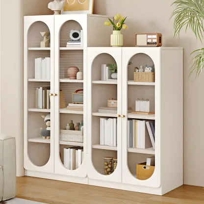 Modern White Wood Storage Bookcase Display Unit Image - 8