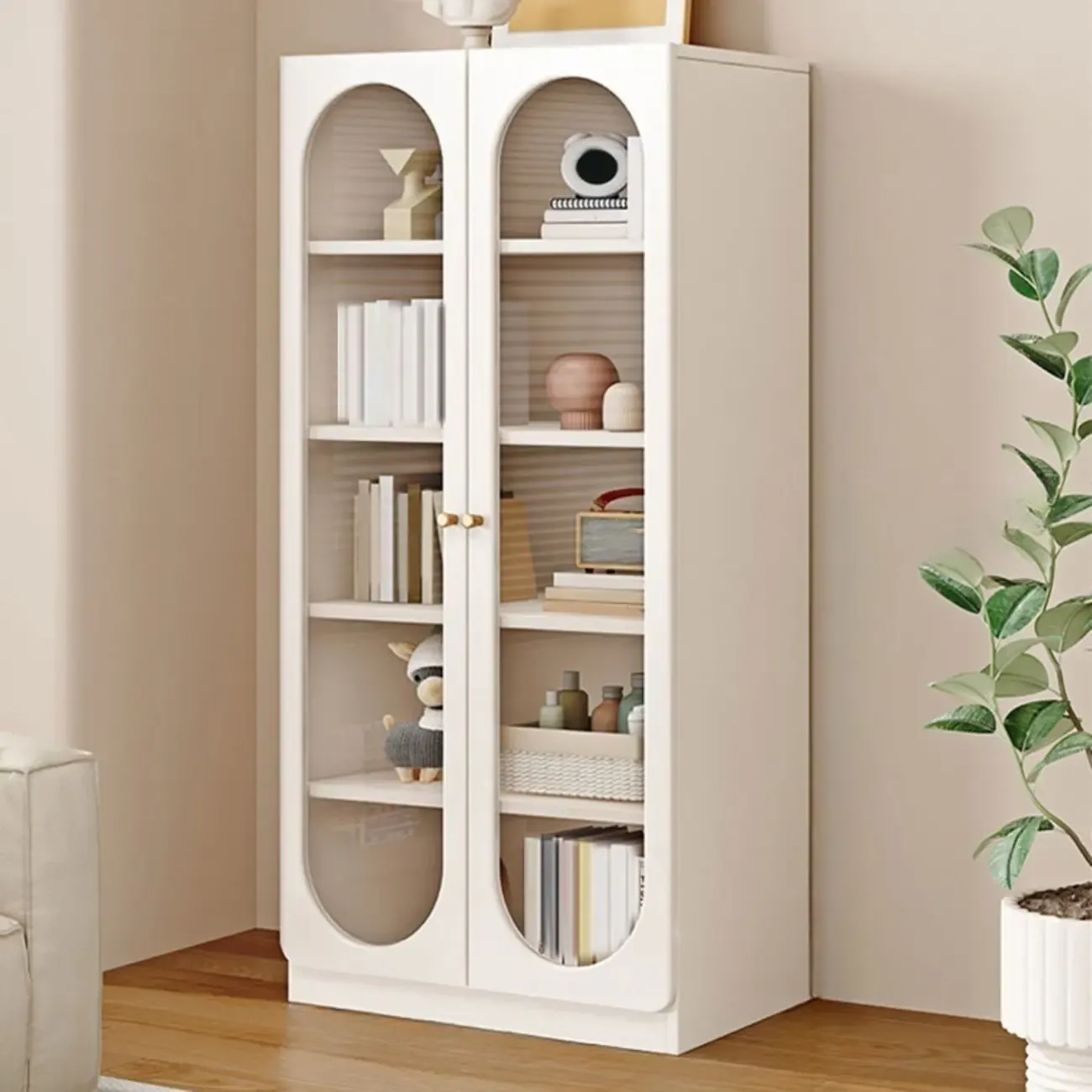 Modern White Wood Storage Bookcase Display Unit Image - 9