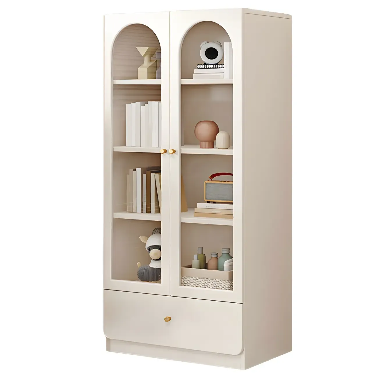 Modern White Wood Storage Bookcase Display Unit Image - 10