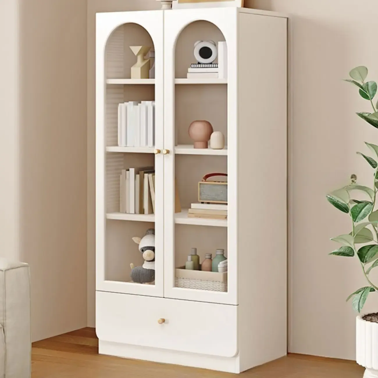 Modern White Wood Storage Bookcase Display Unit Image - 11