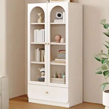 Modern White Wood Storage Bookcase Display Unit Image - 11