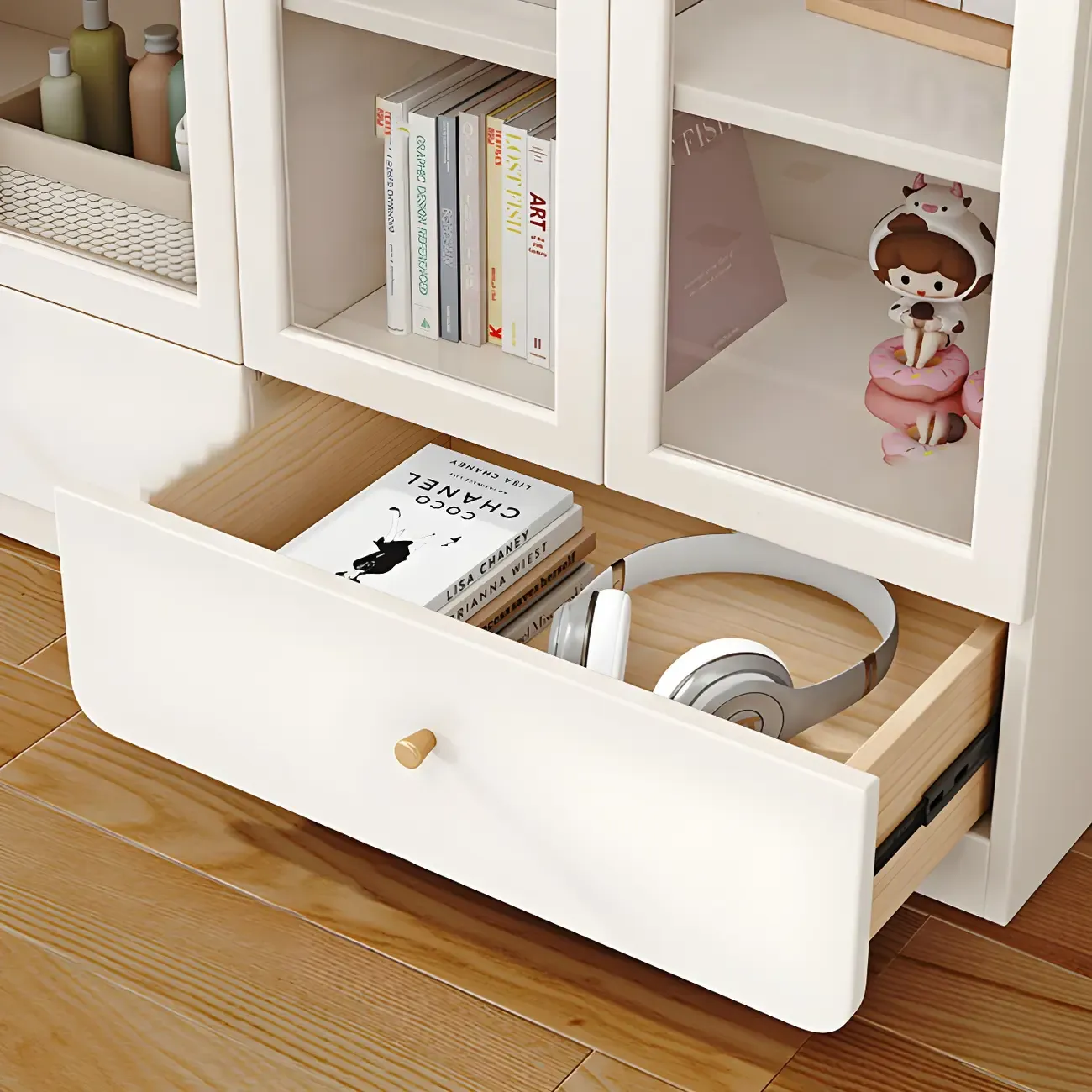 Modern White Wood Storage Bookcase Display Unit Image - 14