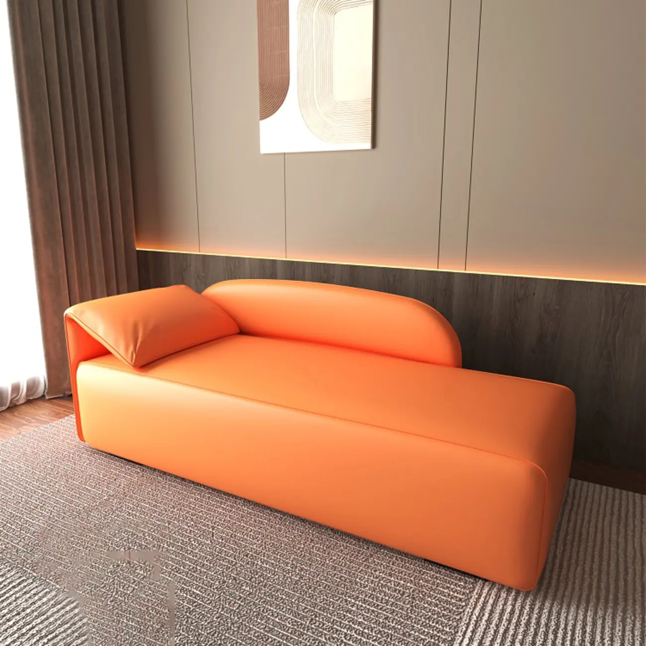 Scandinavian Solid Color Upholstered Chaise Lounge | homeyfad