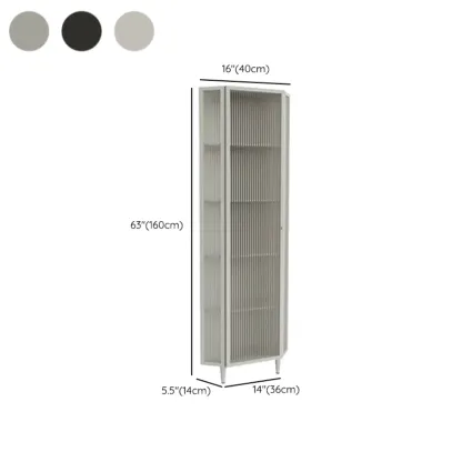 Modern Iron White Fluted Glass Storage Corner Cabinet #size
