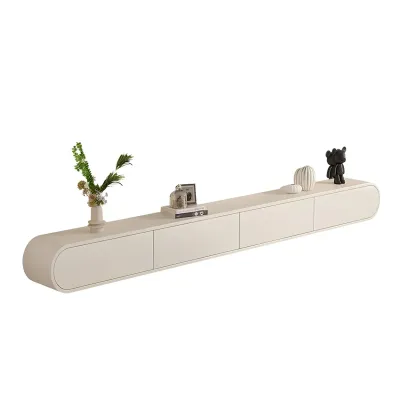 Glam Beige Wooden Mueble Flotante Para TV Stand with Drawers Image - 2