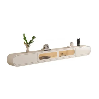 Glam Beige Wooden Mueble Flotante Para TV Stand with Drawers Image - 6