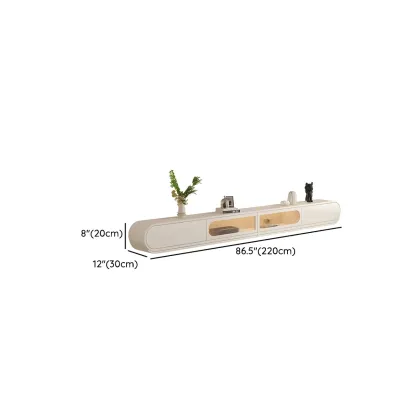 Glam Beige Wooden Mueble Flotante Para TV Stand with Drawers Image - 13