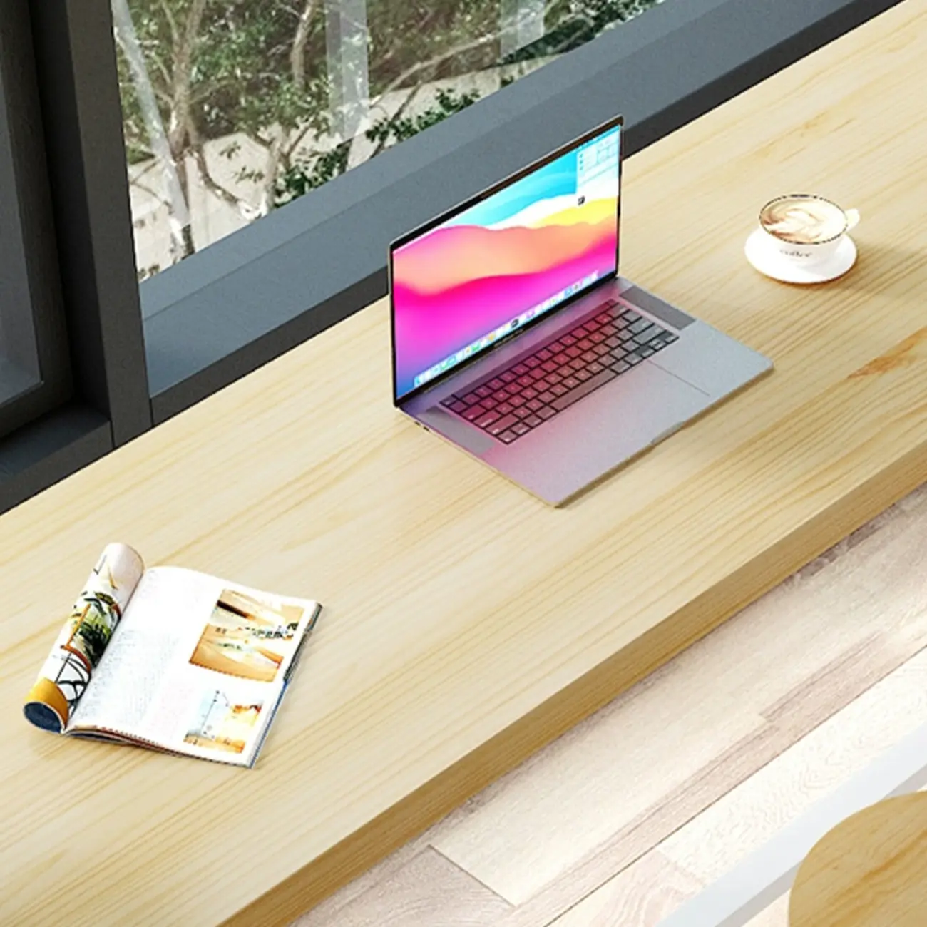 Modern Rustic Pine Wood Top Iron Base Bar Table Image - 9 | homeyfad