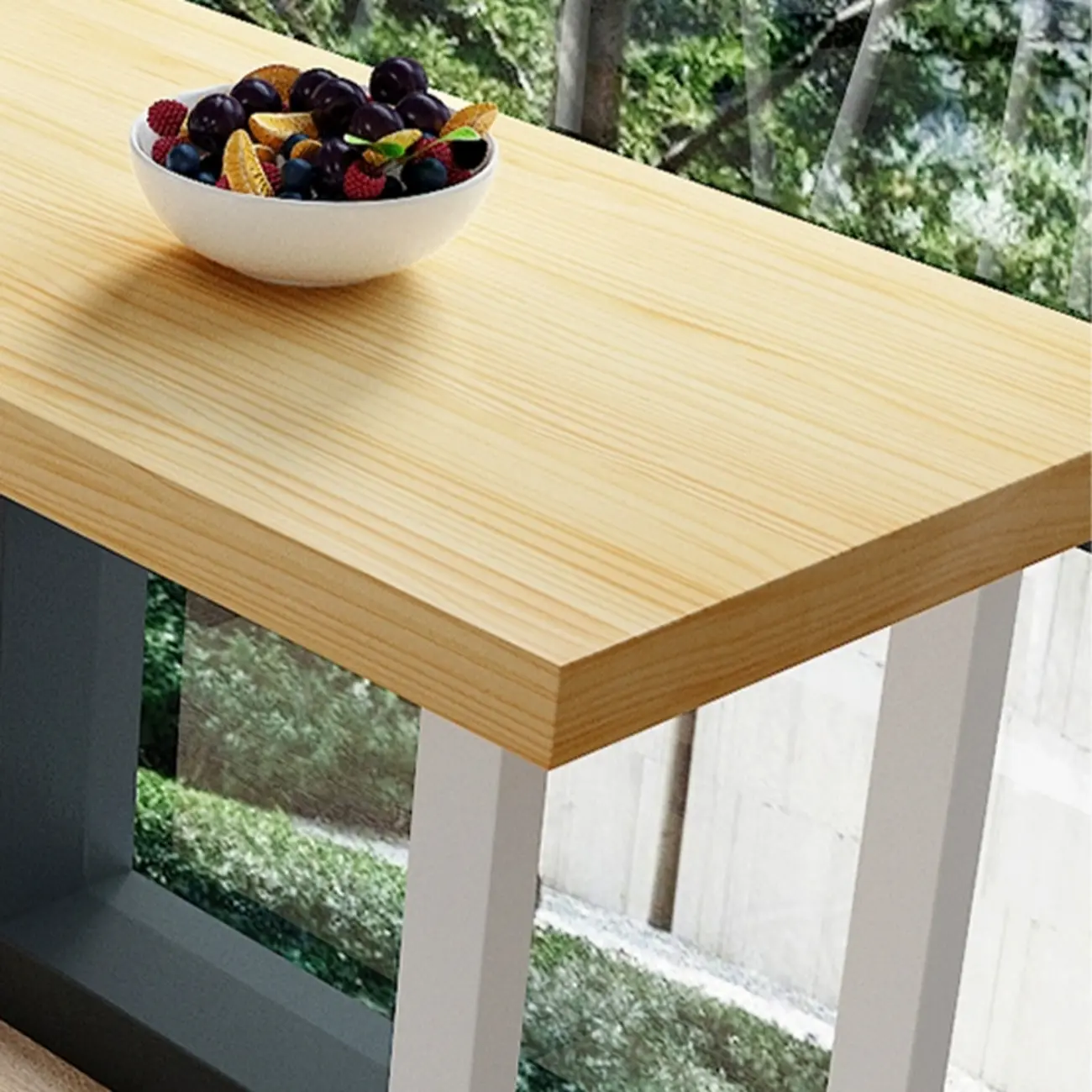 Modern Rustic Pine Wood Top Iron Base Bar Table Image - 10 | homeyfad