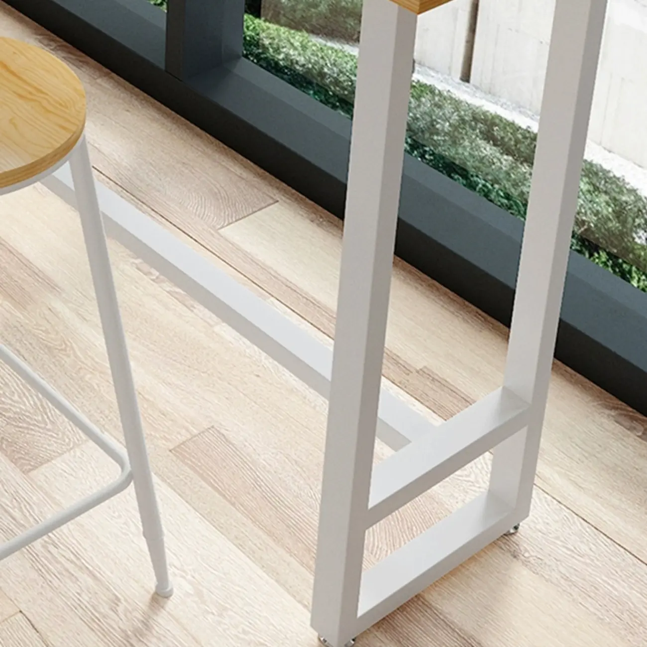 Modern Rustic Pine Wood Top Iron Base Bar Table Image - 11 | homeyfad