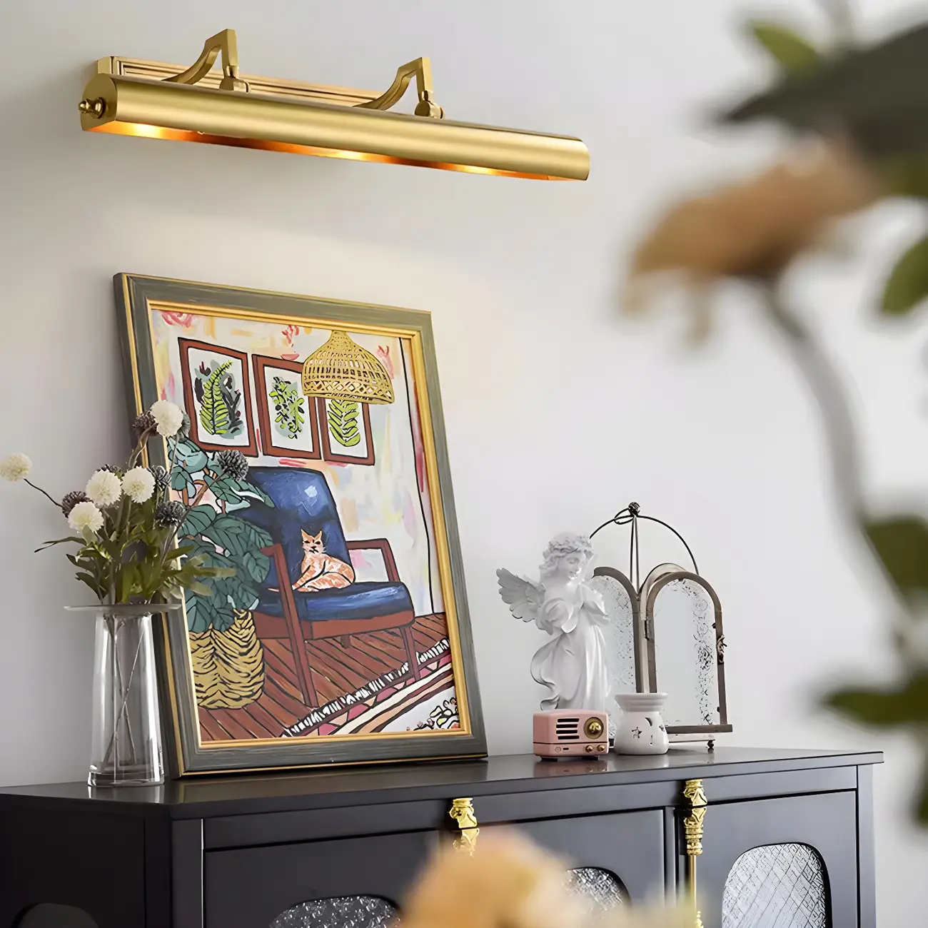 Classic Metal Tube Vanity Light with Copper Shade for Bathroom Image - 3 | homeyfad