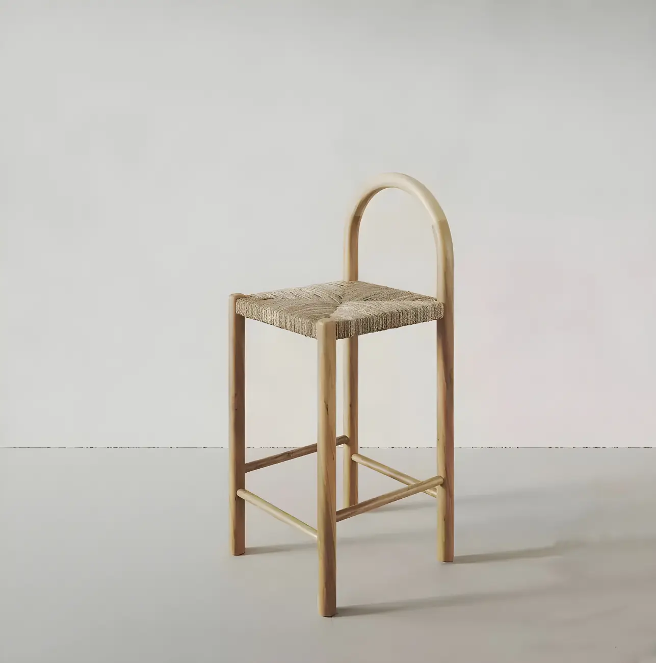 Rustic Wood Natural Texture Cushion Bar Stool Image - 4 | homeyfad