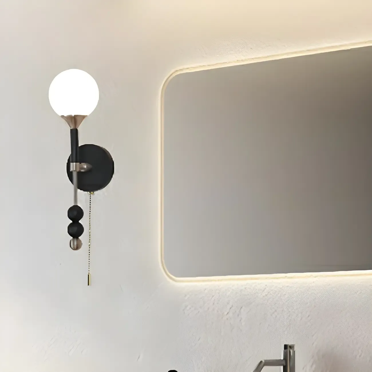 Modern Black Globe Vanity Light with White Glass Shade - HomeyFad