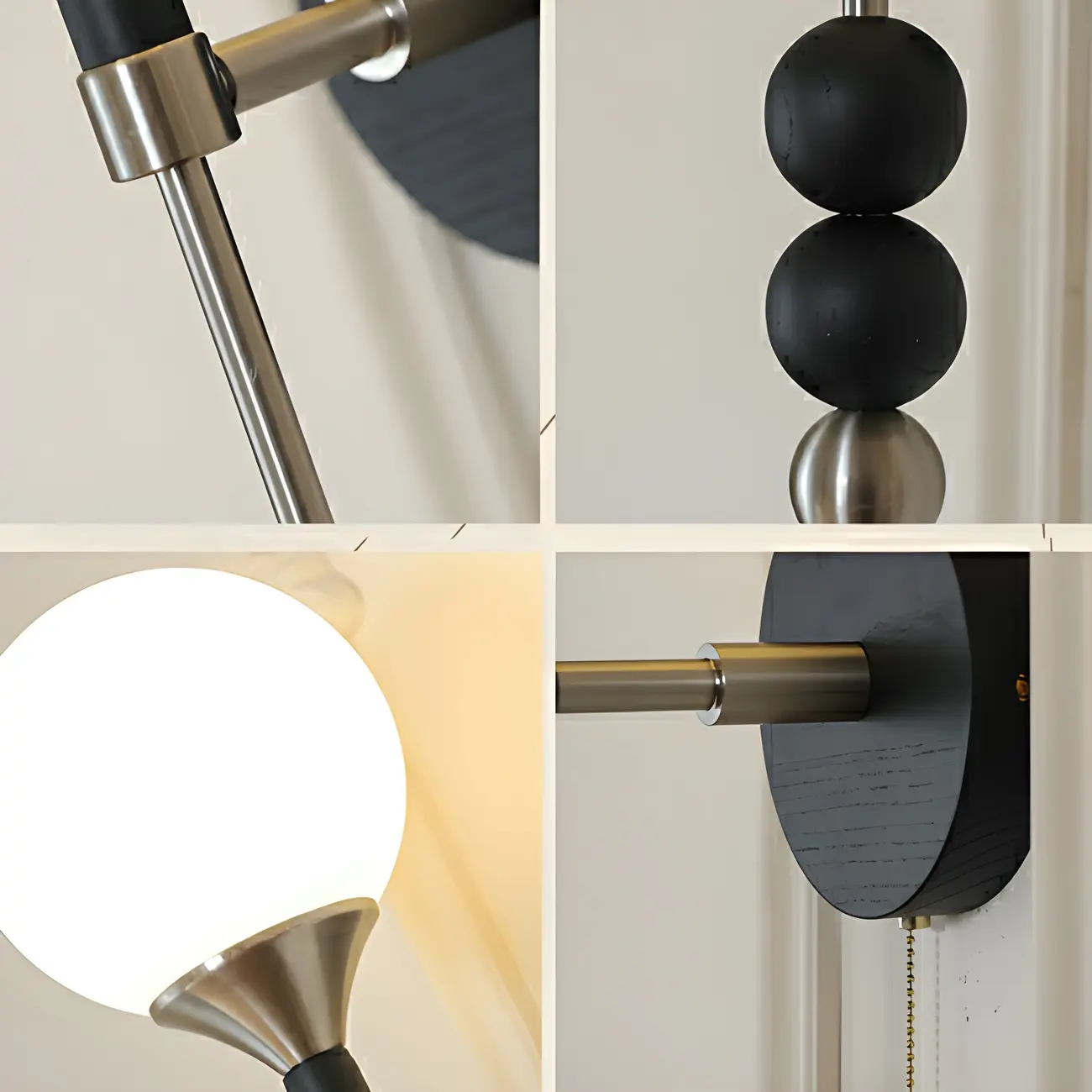 Modern Black Globe Vanity Light with White Glass Shade Image - 4 | homeyfad