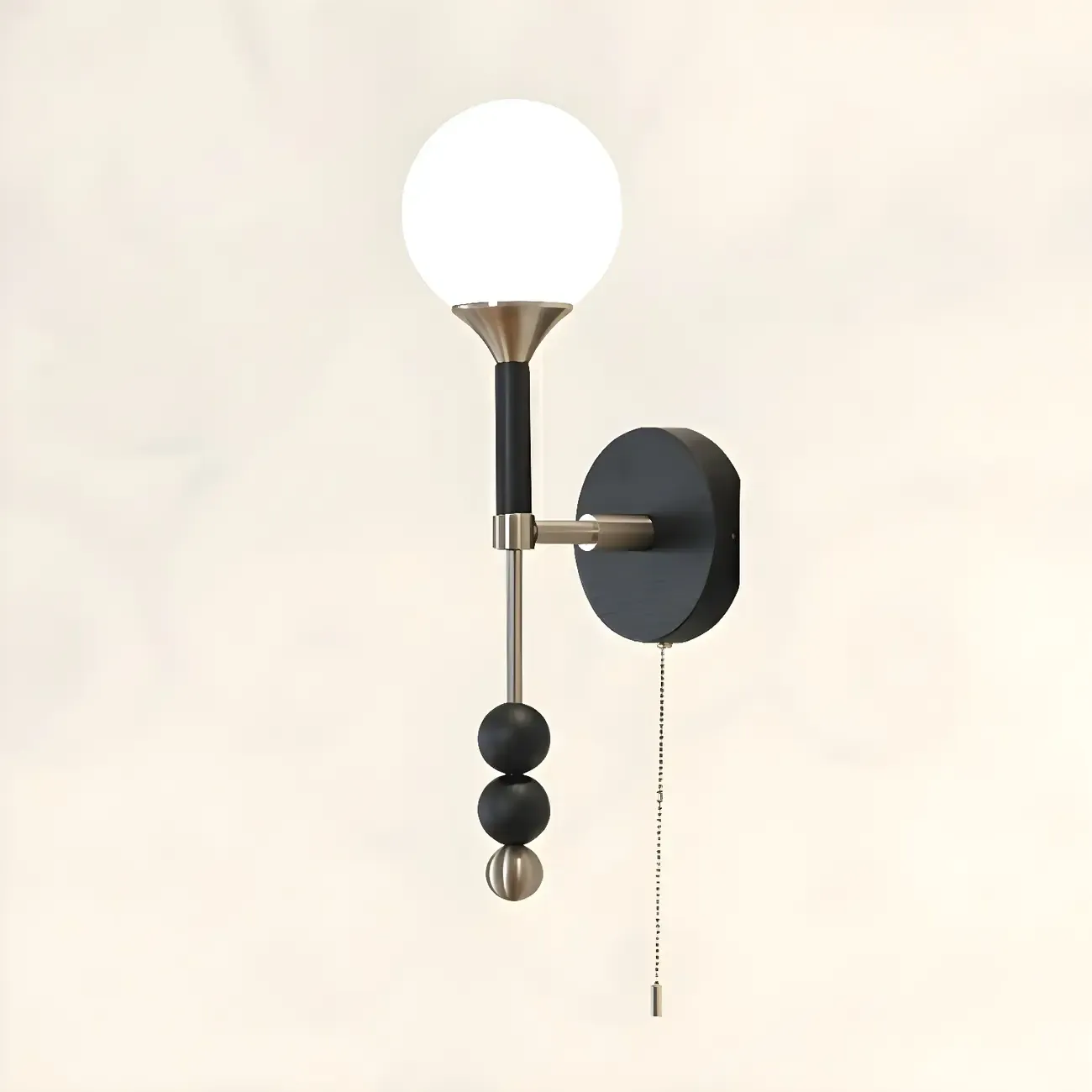 Modern Black Globe Vanity Light with White Glass Shade Image - 6