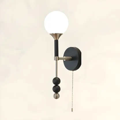 Modern Black Globe Vanity Light with White Glass Shade Image - 6