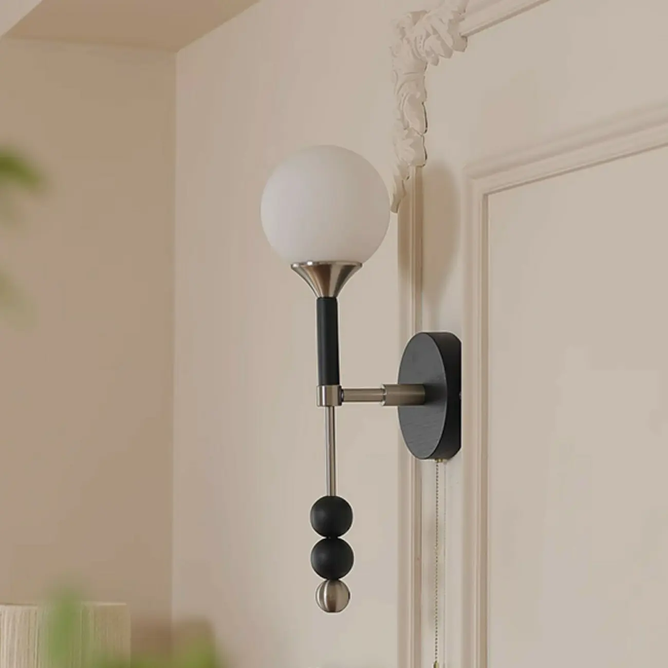 Modern Black Globe Vanity Light with White Glass Shade Image - 10 | homeyfad