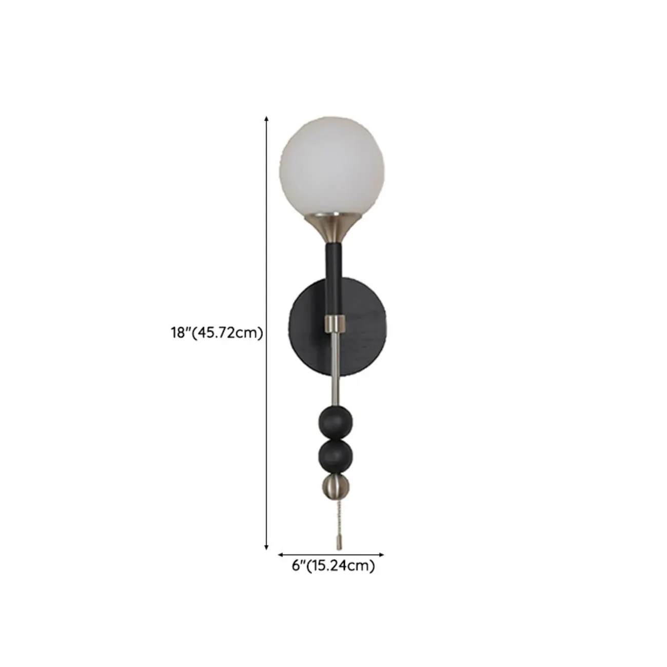 Modern Black Globe Vanity Light with White Glass Shade #size | homeyfad