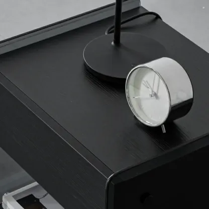 Black 2-Tier Glass Shelf Drawer Storage Narrow Nightstand Image - 14