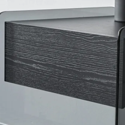 Black 2-Tier Glass Shelf Drawer Storage Narrow Nightstand Image - 16