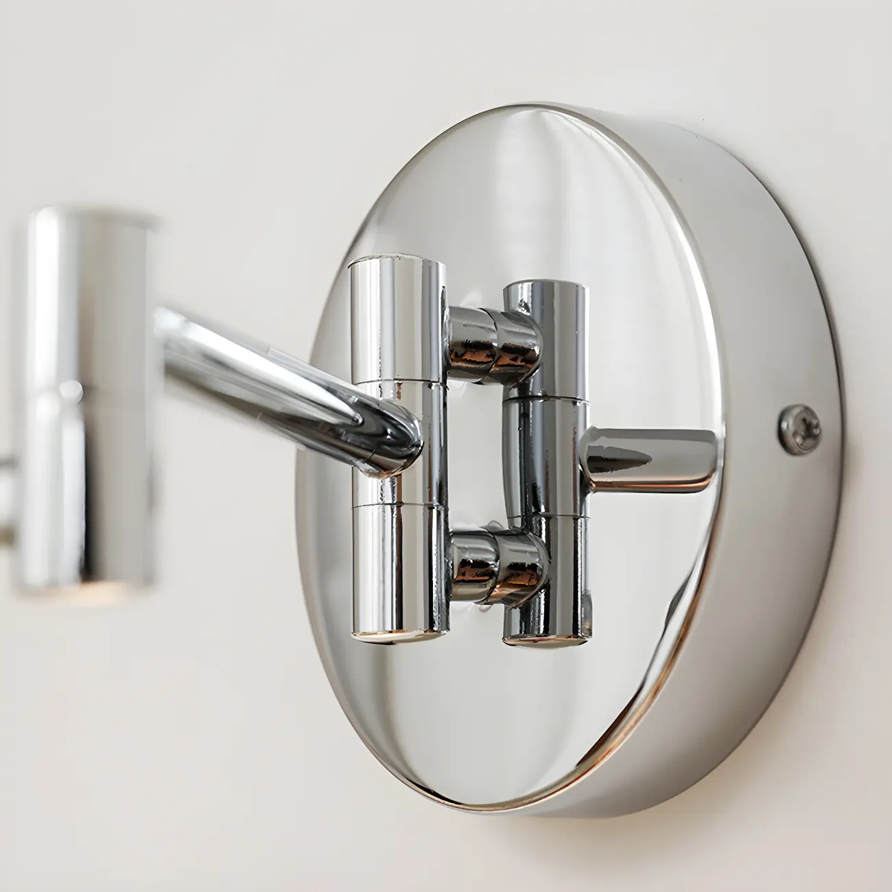 Modern Beige Circle Shade Sliver Swing Arm Wall Light Image - 6 | homeyfad