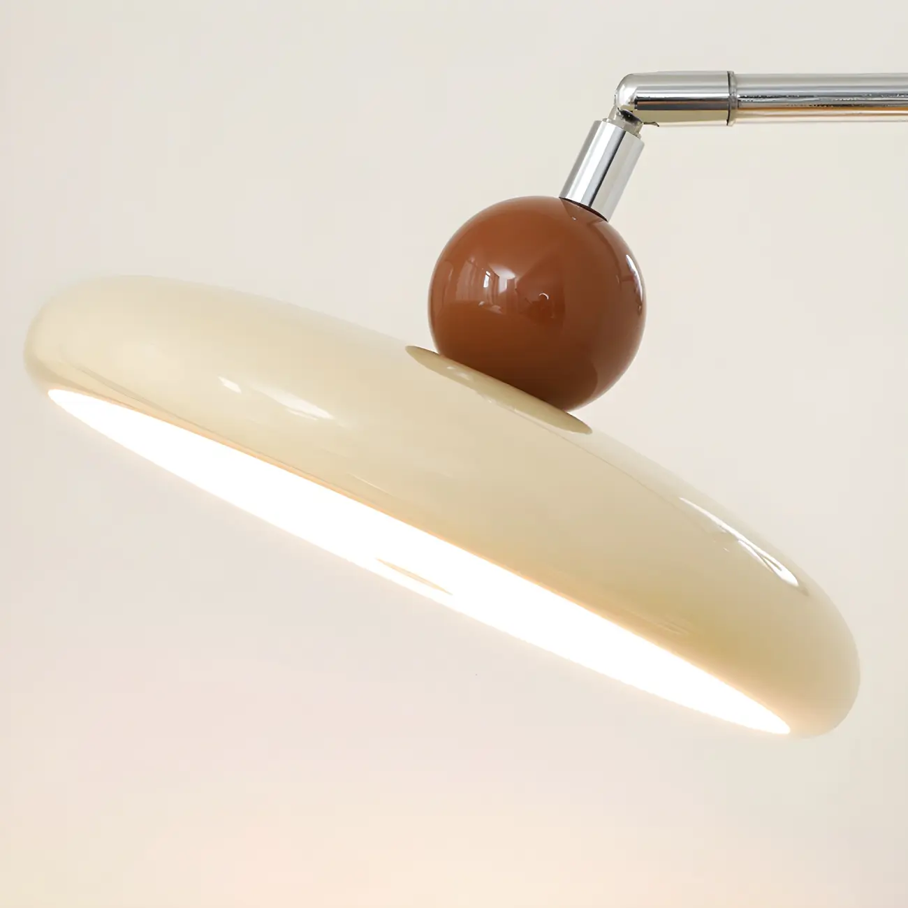 Modern Beige Circle Shade Sliver Swing Arm Wall Light Image - 8 | homeyfad