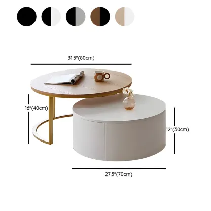 Compact Stylish Round Wood Drawer Coffee Table #size