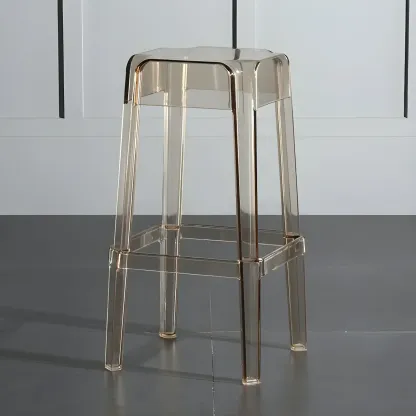 Modern Acrylic Smooth Transparent Stackable Square Bar Stool Image - 3