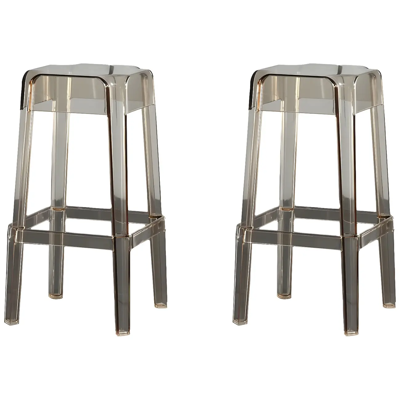 Modern Acrylic Smooth Transparent Stackable Square Bar Stool Image - 10 | homeyfad