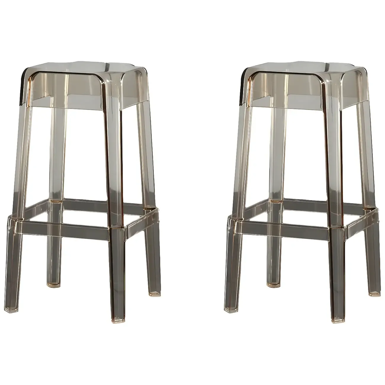 Modern Acrylic Smooth Transparent Stackable Square Bar Stool Image - 10