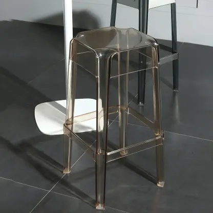 Modern Acrylic Smooth Transparent Stackable Square Bar Stool Image - 5