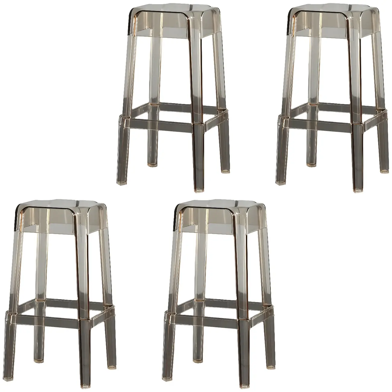 Modern Acrylic Smooth Transparent Stackable Square Bar Stool Image - 11 | homeyfad