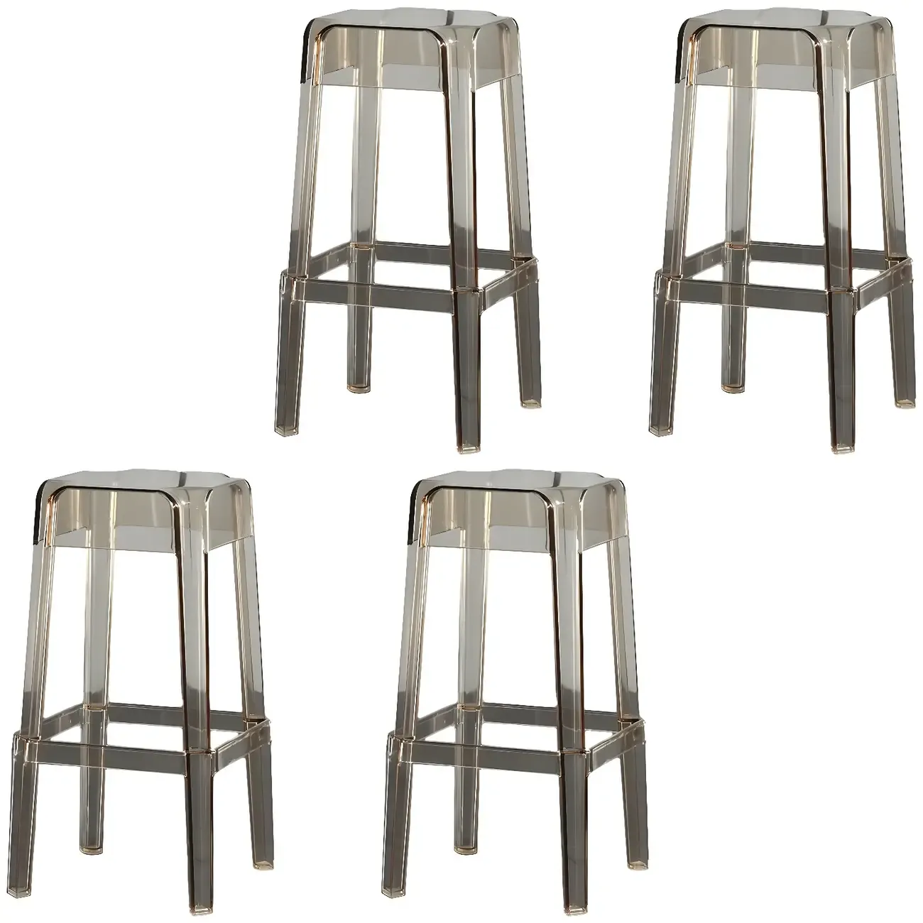 Modern Acrylic Smooth Transparent Stackable Square Bar Stool Image - 11
