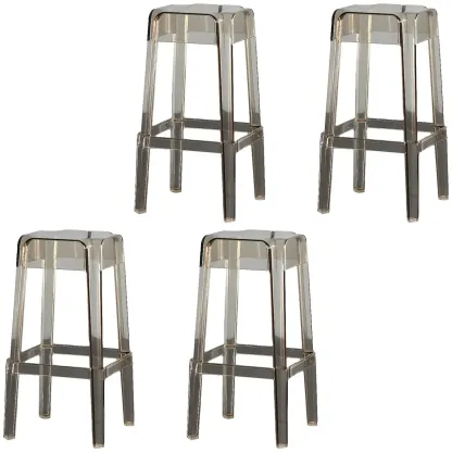Modern Acrylic Smooth Transparent Stackable Square Bar Stool Image - 11