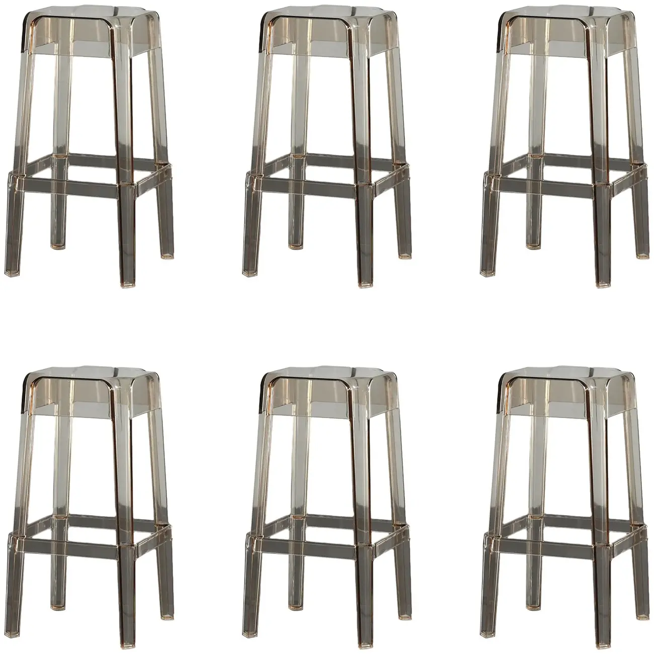Modern Acrylic Smooth Transparent Stackable Square Bar Stool Image - 12 | homeyfad