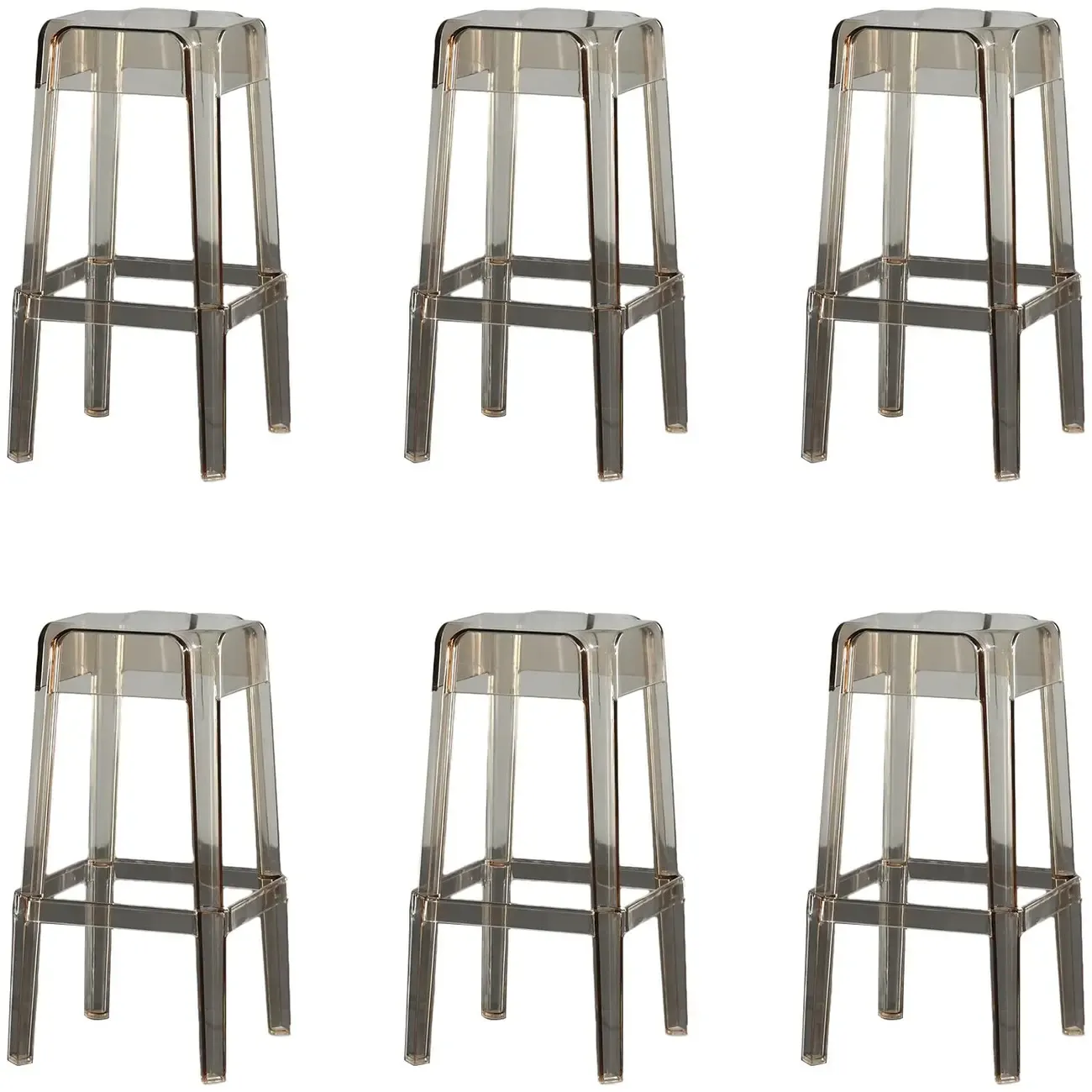 Modern Acrylic Smooth Transparent Stackable Square Bar Stool Image - 12
