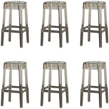 Modern Acrylic Smooth Transparent Stackable Square Bar Stool Image - 12