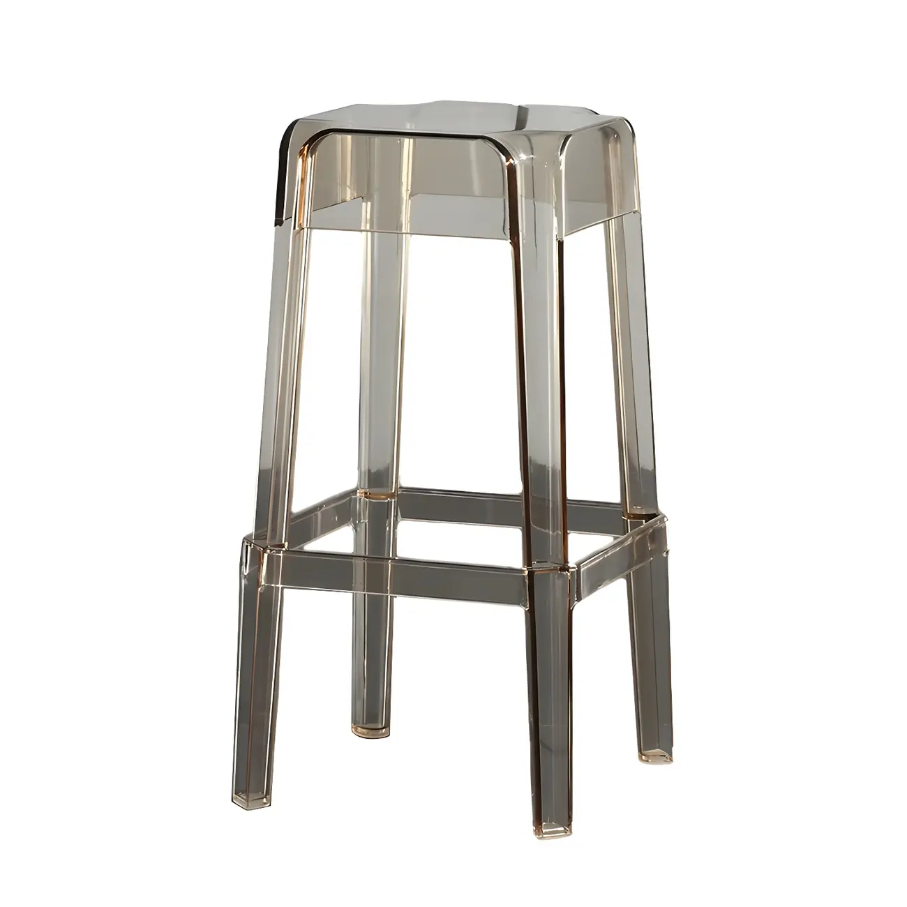 Modern Acrylic Smooth Transparent Stackable Square Bar Stool Image - 13 | homeyfad