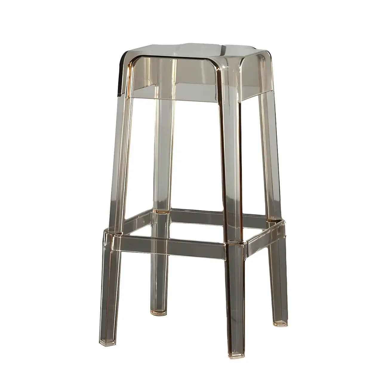 Modern Acrylic Smooth Transparent Stackable Square Bar Stool Image - 13