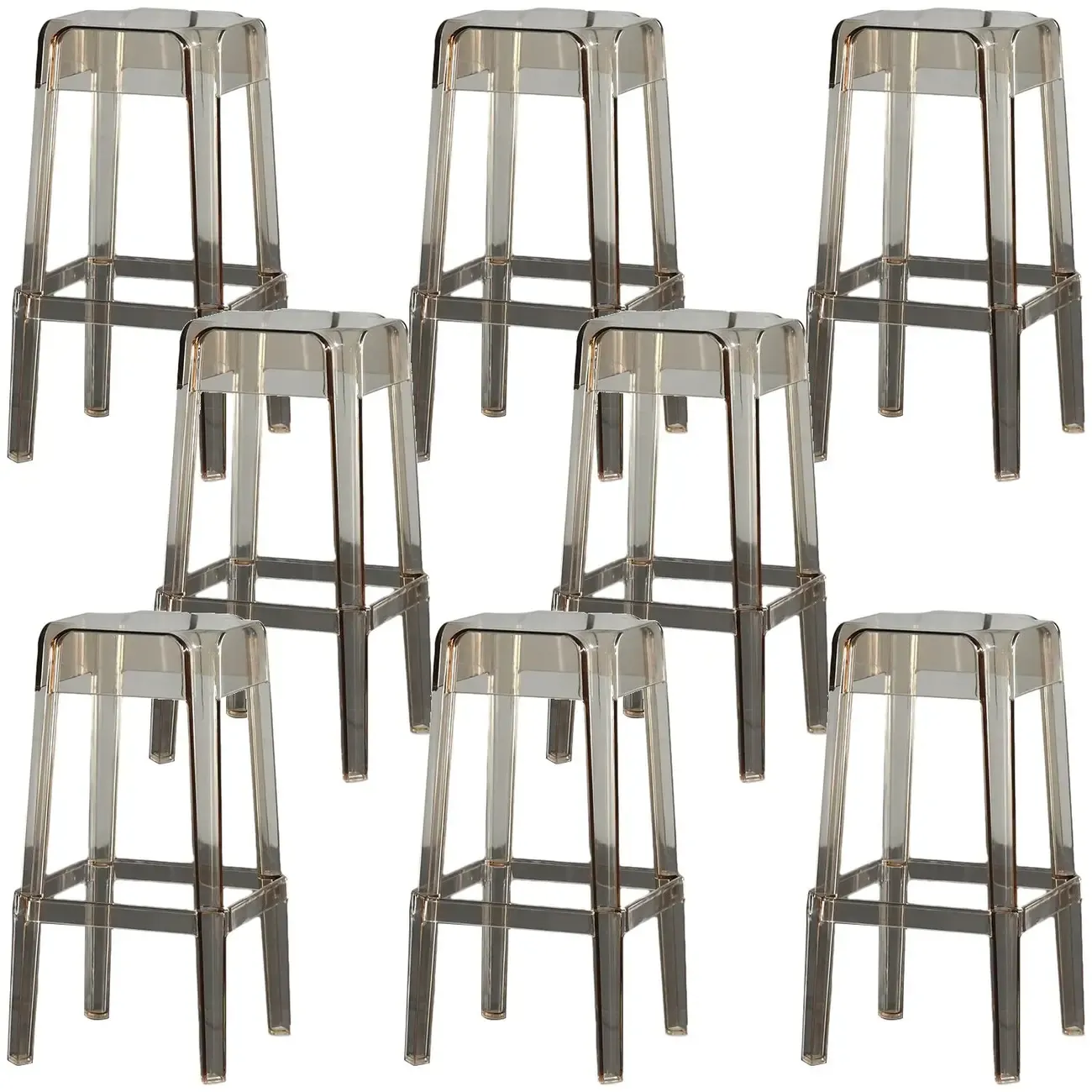 Modern Acrylic Smooth Transparent Stackable Square Bar Stool Image - 14