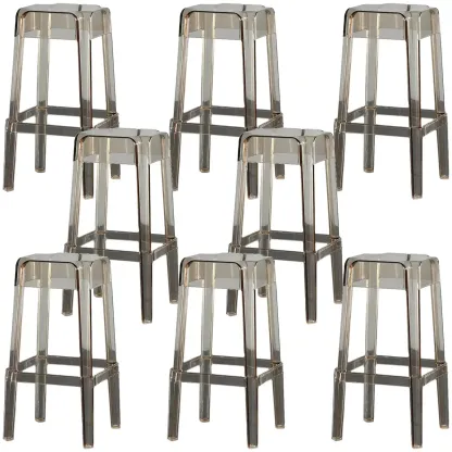 Modern Acrylic Smooth Transparent Stackable Square Bar Stool Image - 14