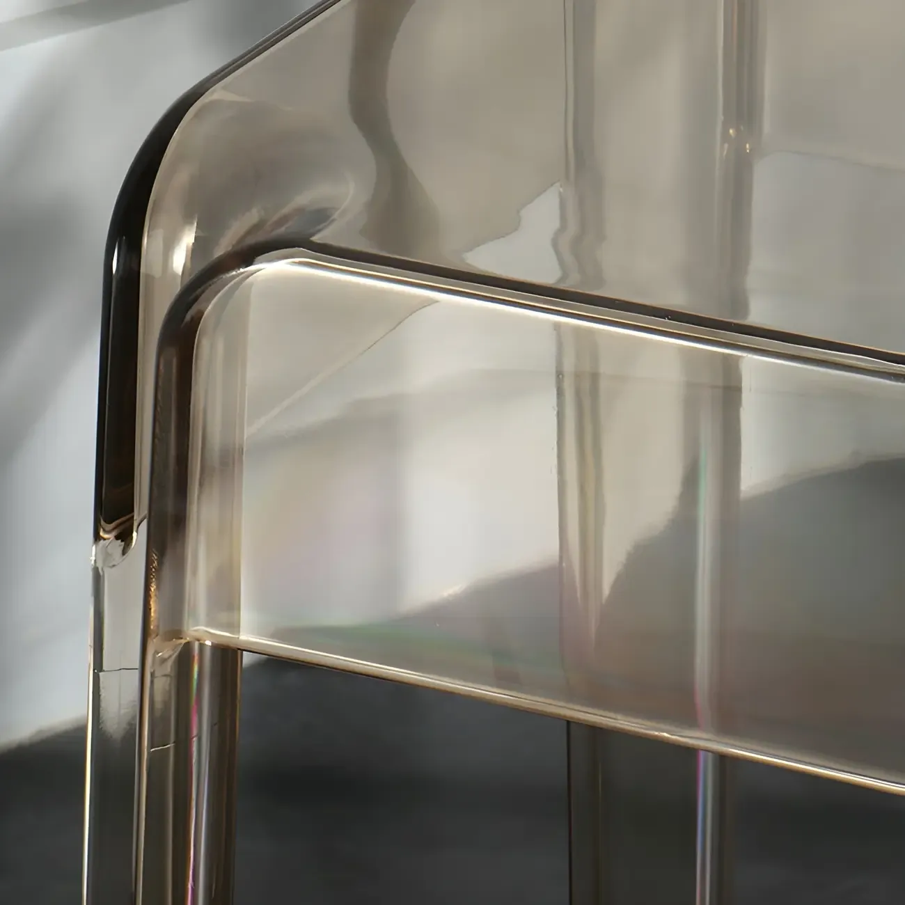Modern Acrylic Smooth Transparent Stackable Square Bar Stool Image - 8
